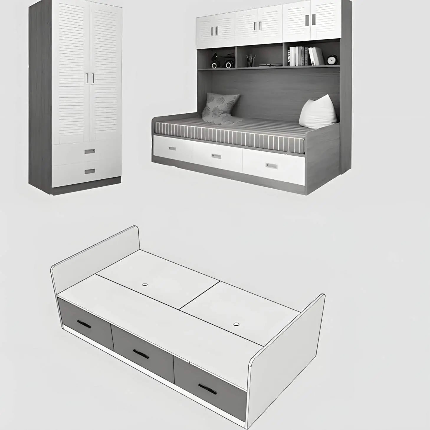 سرير بوحدة تخزين ودولاب - Dim245