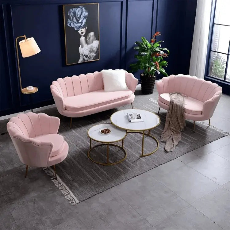 Best 155 - طقم أنتريه وردي خشب زان