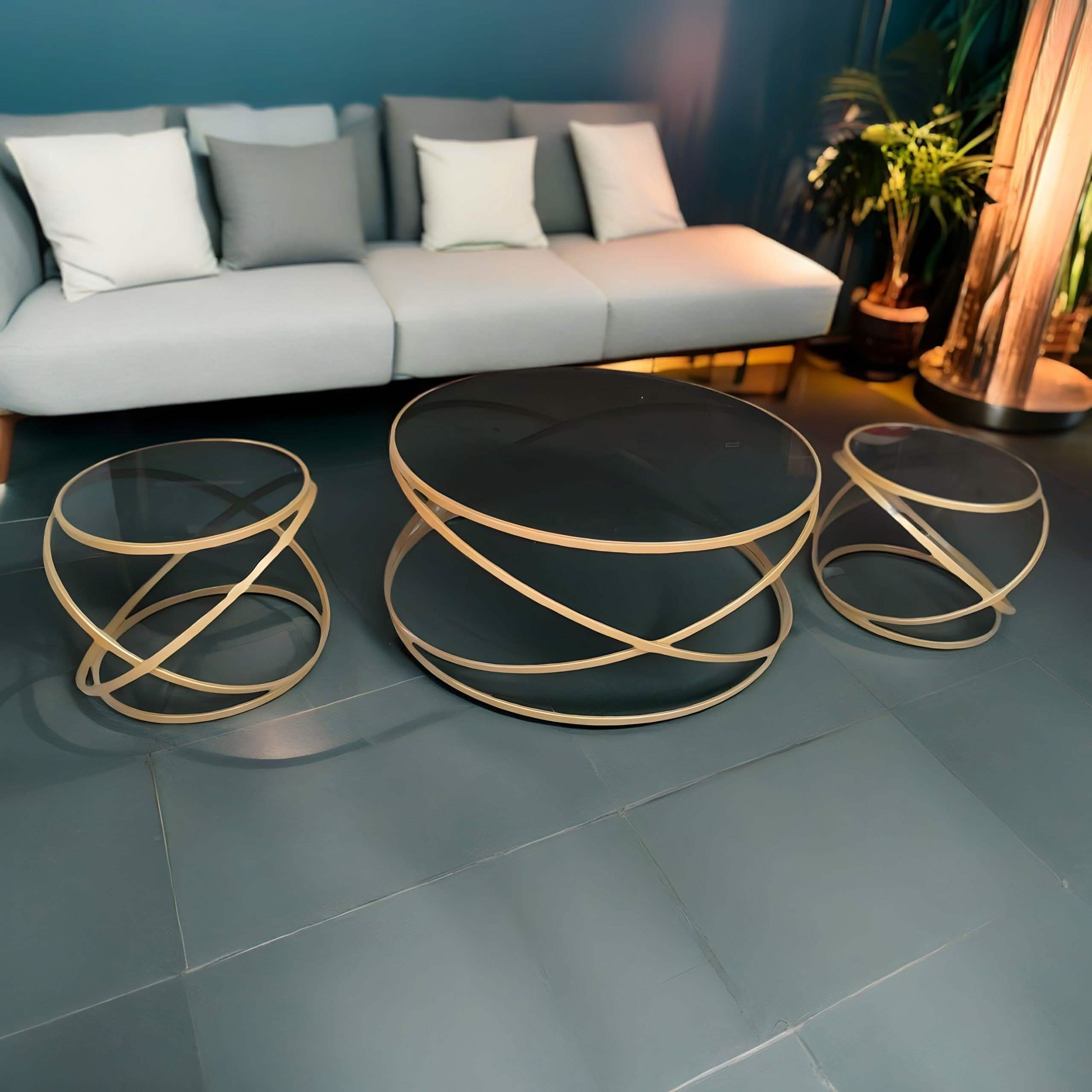 Best 31 - طقم ترابيزات ستيل ذهبي