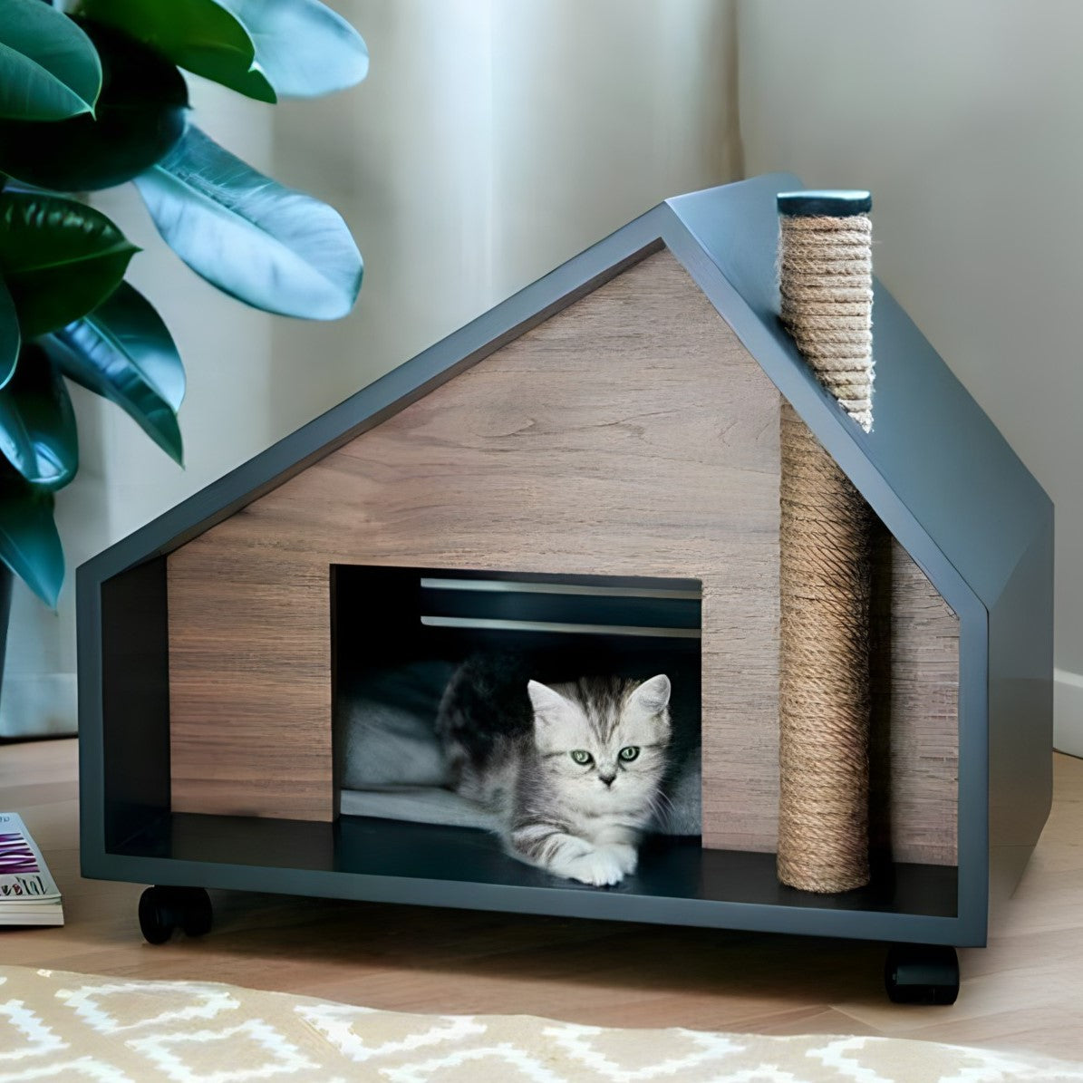 Ath328 - منزل للقطط خشب