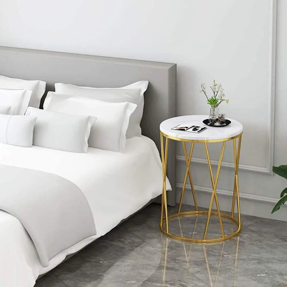 Best 114 - ترابيزة جانبية معدن بسطح رخام