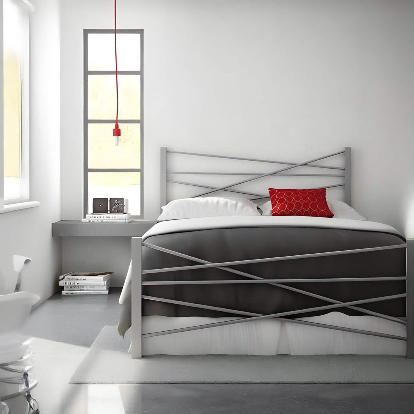 سرير معدن رمادي 120*200*125 سم - RON263 Royal Iron