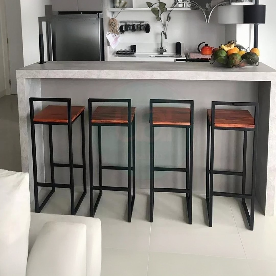 كرسي بار معدن و ام دي اف 35*35*90 سم - RON172 Royal Iron