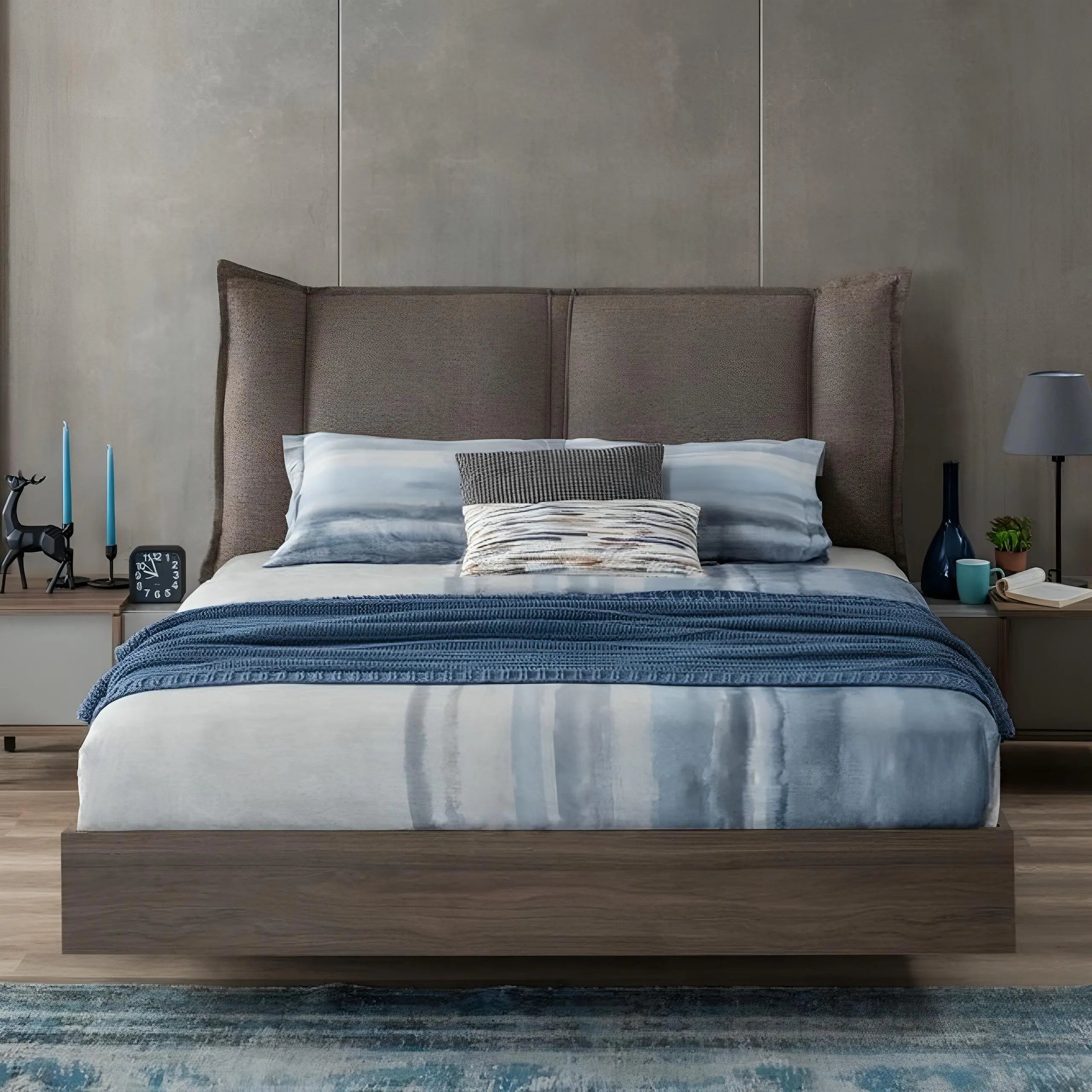 Athbed3 - سرير خشبي بظهر منحني