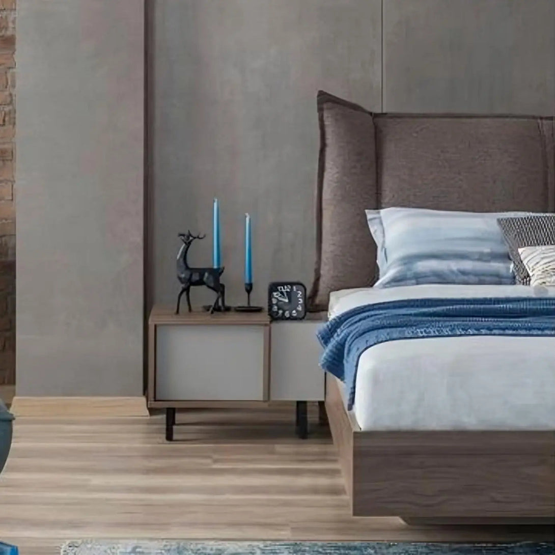 Athbed3 - سرير خشبي بظهر منحني