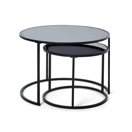 Best 30 - ترابيزة قهوة متداخلة معدن بسطح زجاج