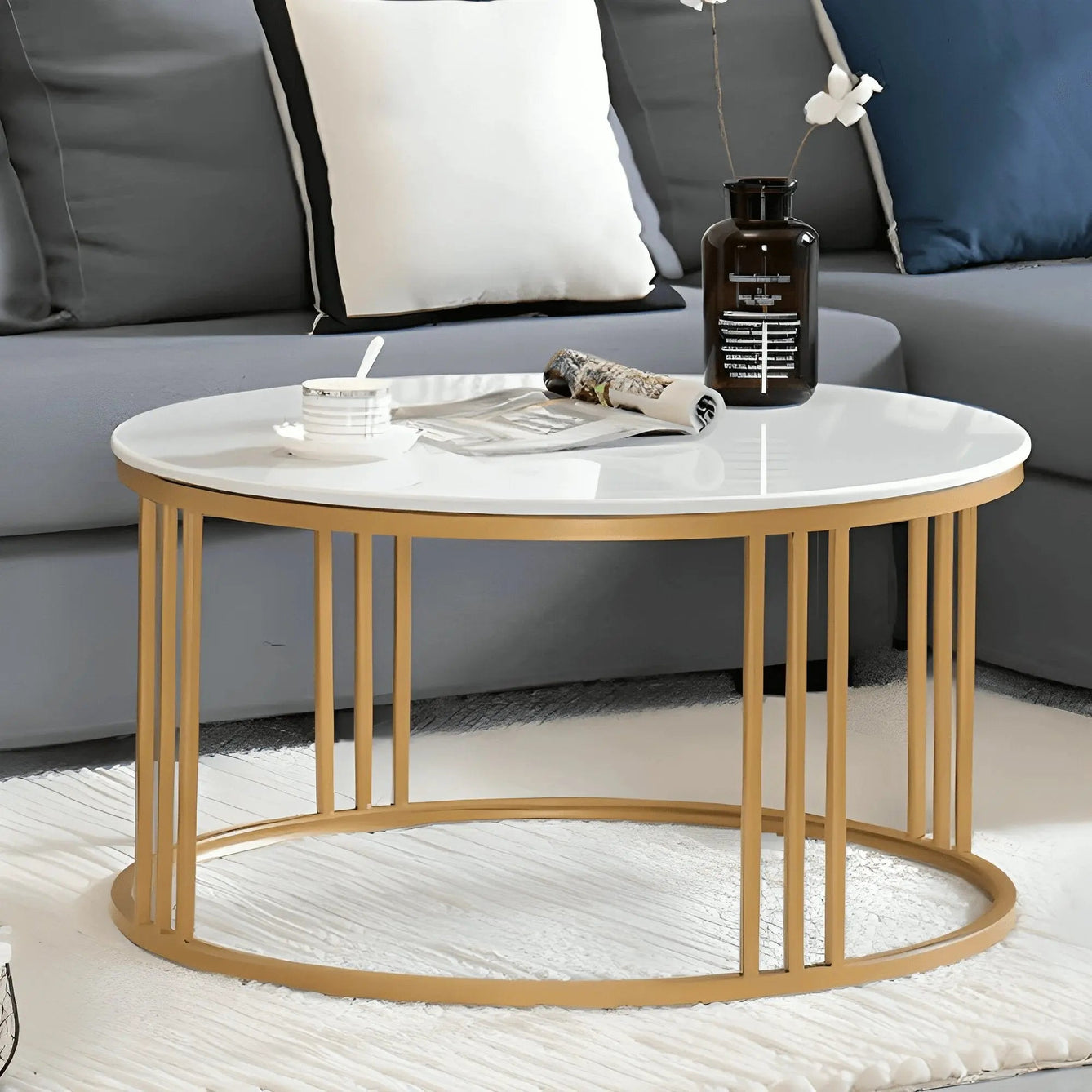 Sta23 - ترابيزة قهوة مع ترابيزة جانبية معدن