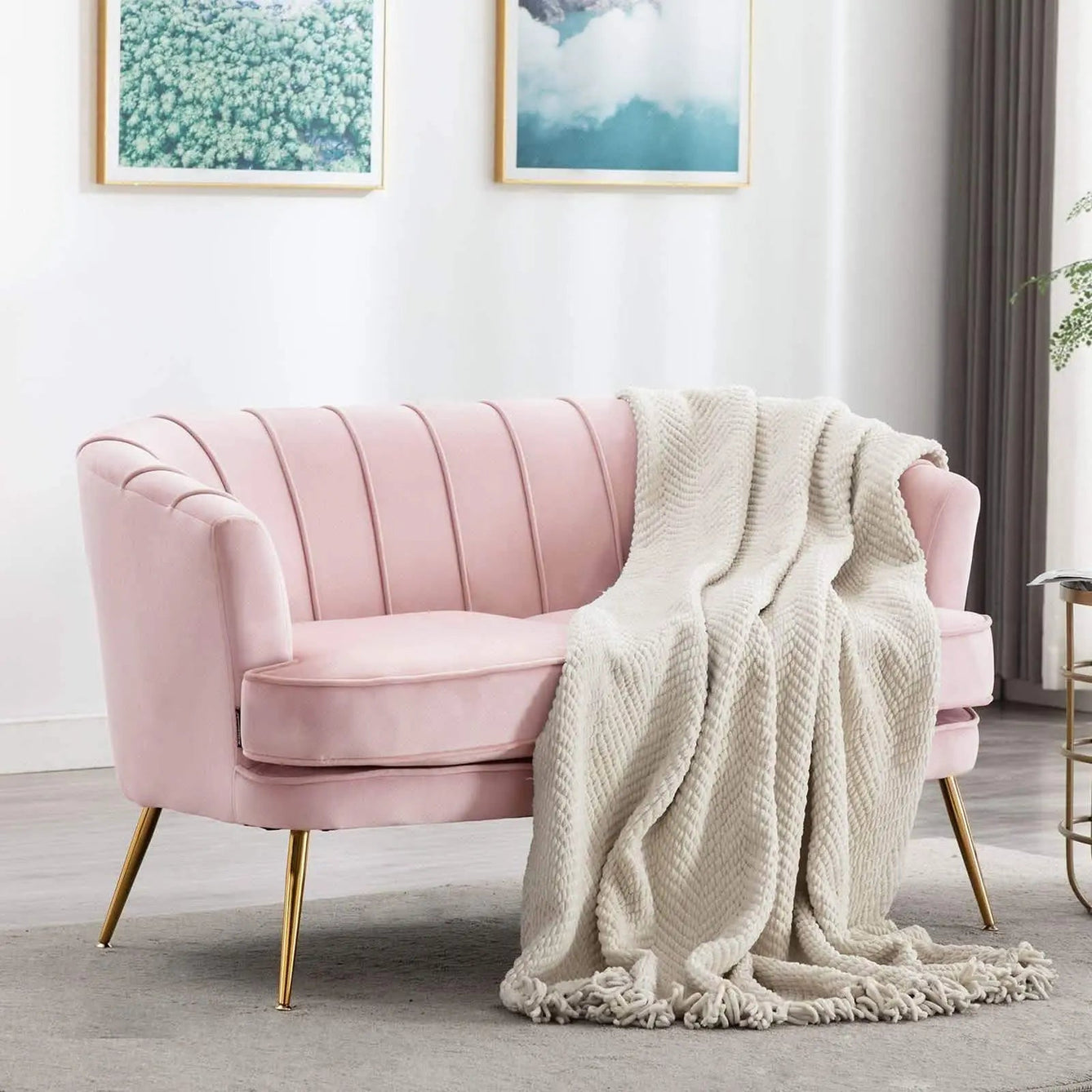 Best 155 - طقم أنتريه وردي خشب زان