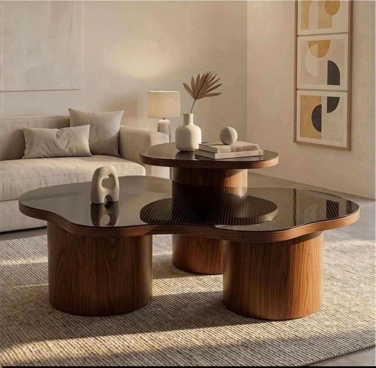 Best 1003 - طقم ترابيزة قهوة بسطح زجاج