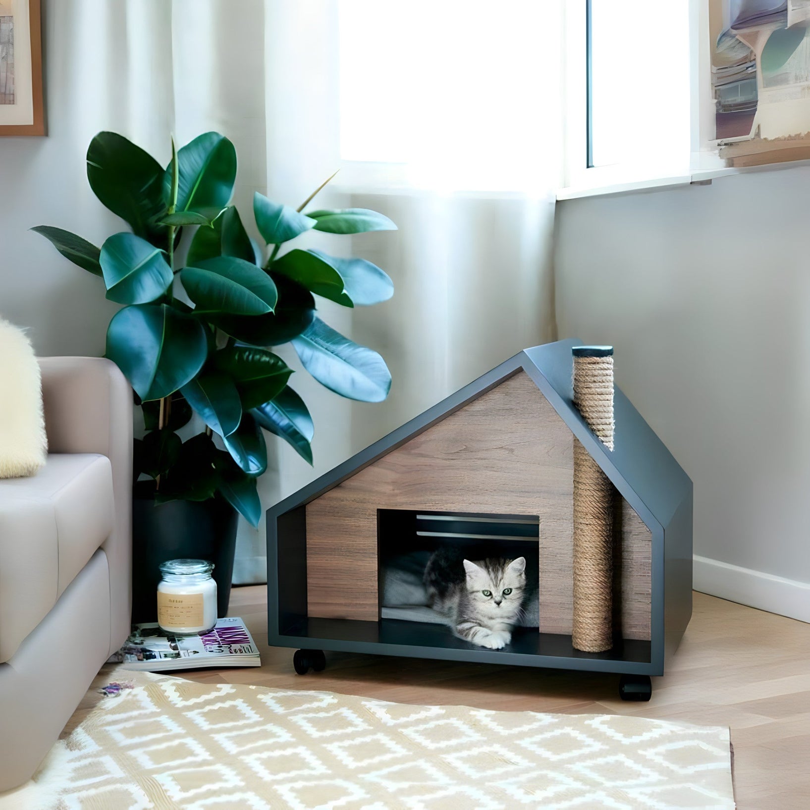 Ath328 - منزل للقطط خشب