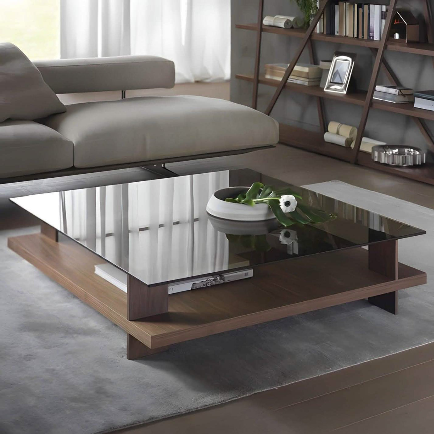 ترابيزة قهوة خشب ام دي اف و زجاج - BAL158 El Batal Furniture